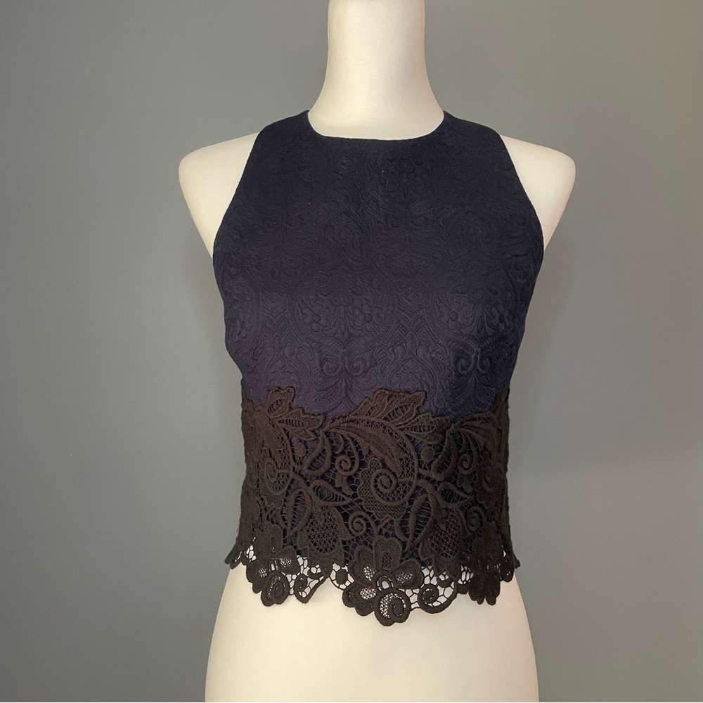 Rebecca Taylor Navy and Black Crop Top